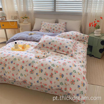 Flor Language Story Duvet Capa Passagem de cama de cama